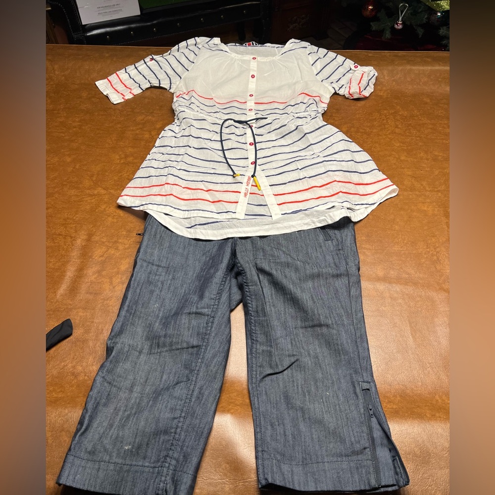 Helly Hansen Nautical Striped Button-Down Shirt/D… - image 4